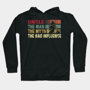 Mens Uncle the Man the Myth the Bad Influence Vintage Cat Father's Day Gift Dad Hoodie
